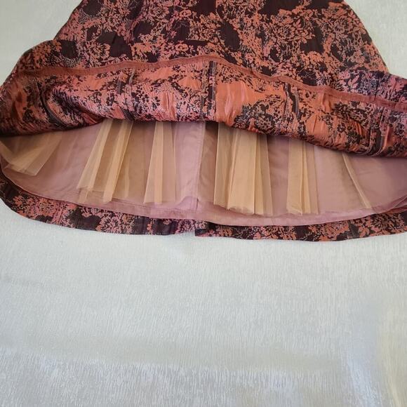 Kay Unger womens sleeveless V neck midi burgundy jacquard floral midi Size 8 - Picture 7 of 13